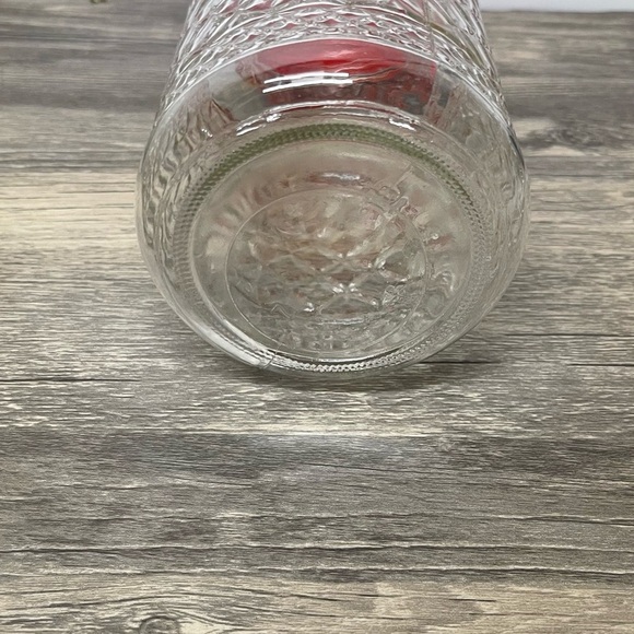 Vintage Hazel-Atlas Diamond Point Glass Canister Jar w/ Red Lid 7.5” - Picture 6 of 8